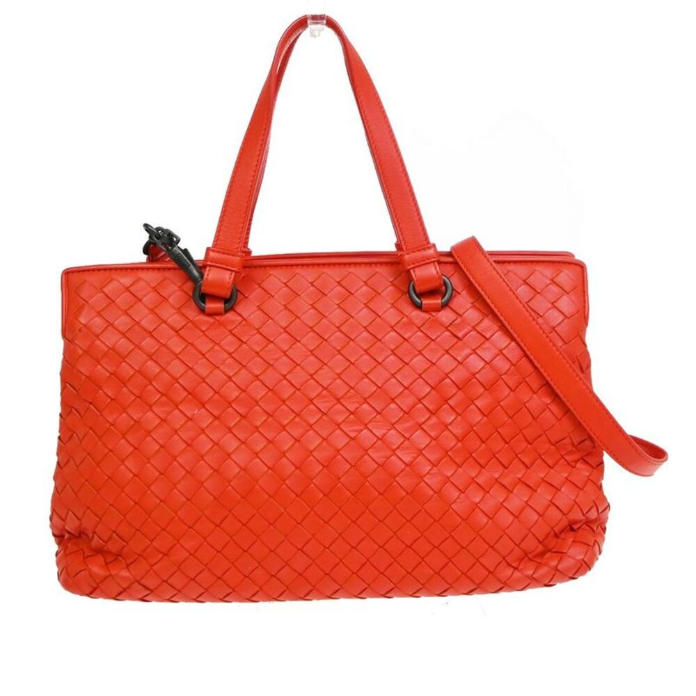 Bottega Veneta 2-Pocket Convertible Tote Intrecciato Nappa Red Leather Tote Bag